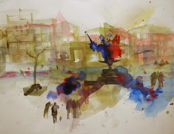 105 Shapira Neighborhood_2010_ ink and watercolor on paper_72x95 cm