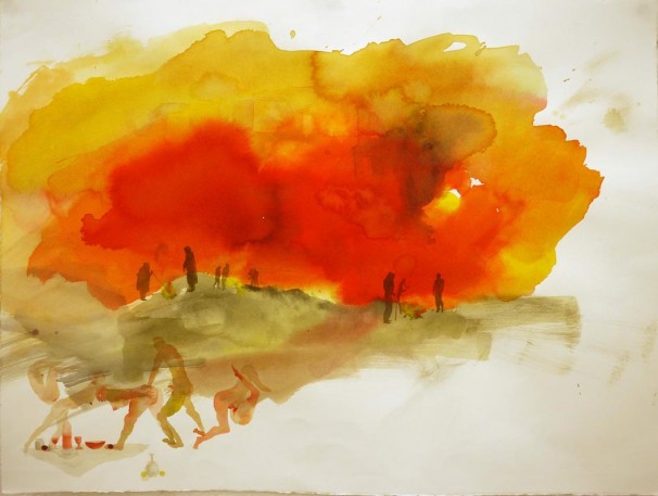 107Burning of the Chametz_2010_ink and watercolor on paper_56x76 cm