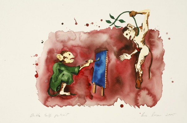 109Double Self Portrait_2005_gouache on paper_38x57 cm