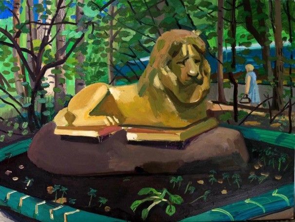109Golden Lion in my childhood houseyard_Moscow_2013_oil on linen_45x60cm