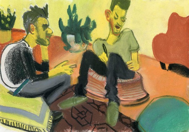 110Liosha and Avner_2011_pastel on paper_30x42 cm