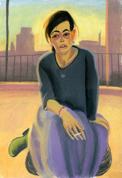 111Masha on the Roof_2011_pastel on paper_60x42 cm