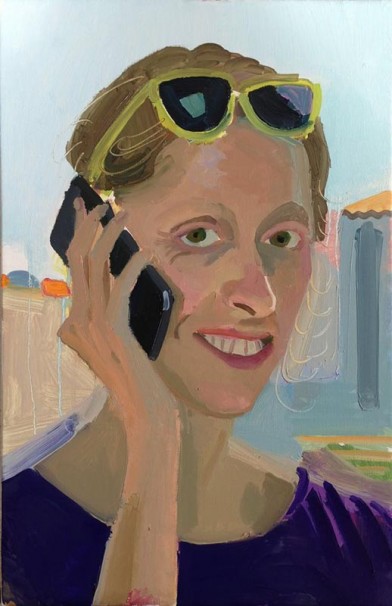 112Big smile with an Iphone_2013_oil on linen_52x34cm