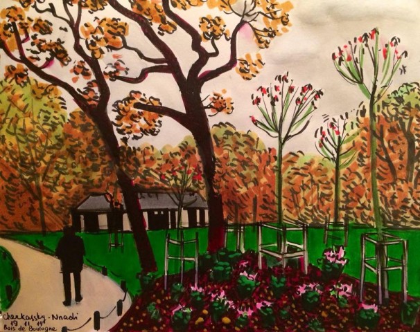 117Bois de Boulogne_2014_Markers and watercolor on paper_15.5x20.5 cm