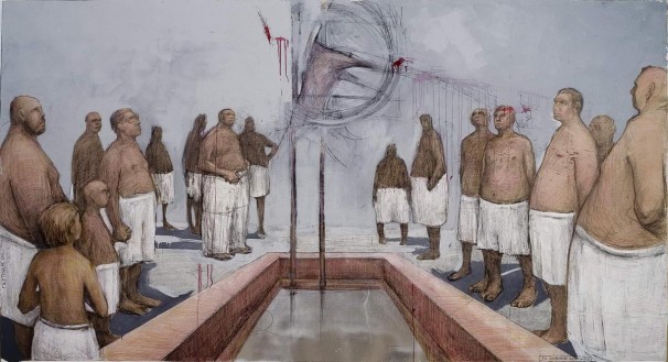 Untitled, 2004, mixed media on canvas, 190x350 cm