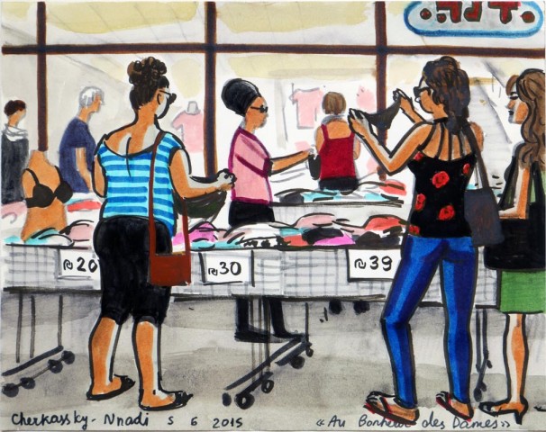 511Au Bonheur des Dames_2015_markers on paper _15x20 cm