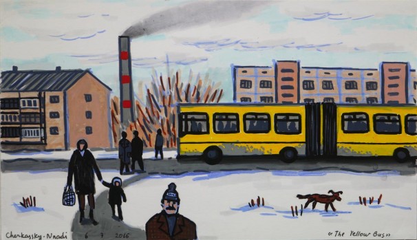 512The Yellow Bus_2016,_markers on paper_17x29.5cm