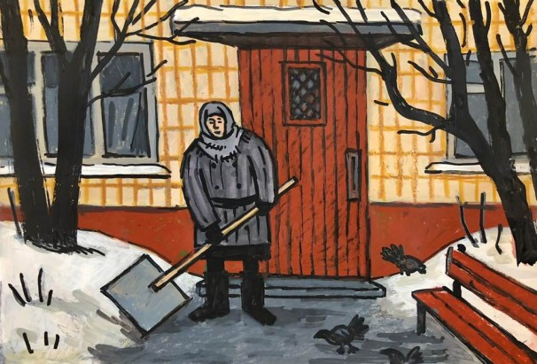 112The Janitor_2018_Markers, watercolor and tempera on paper_ 18x26 cm