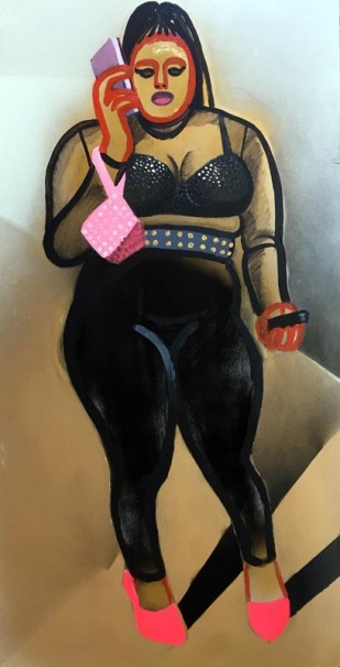 205Anna Lukashevsky_Girl_ 2019_Oil on wood_107x55 cm